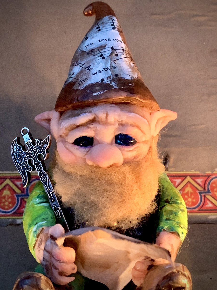 ValerieYeva's tweet photo. All right, here’s another gnome. I’m thinking about opening a shop- gotta have some moola to pay for book covers and edits, after all! And hay. Not for books. For goats. #gnome #gnomes #polyclay https://t.co/0uPQ4dfqI3