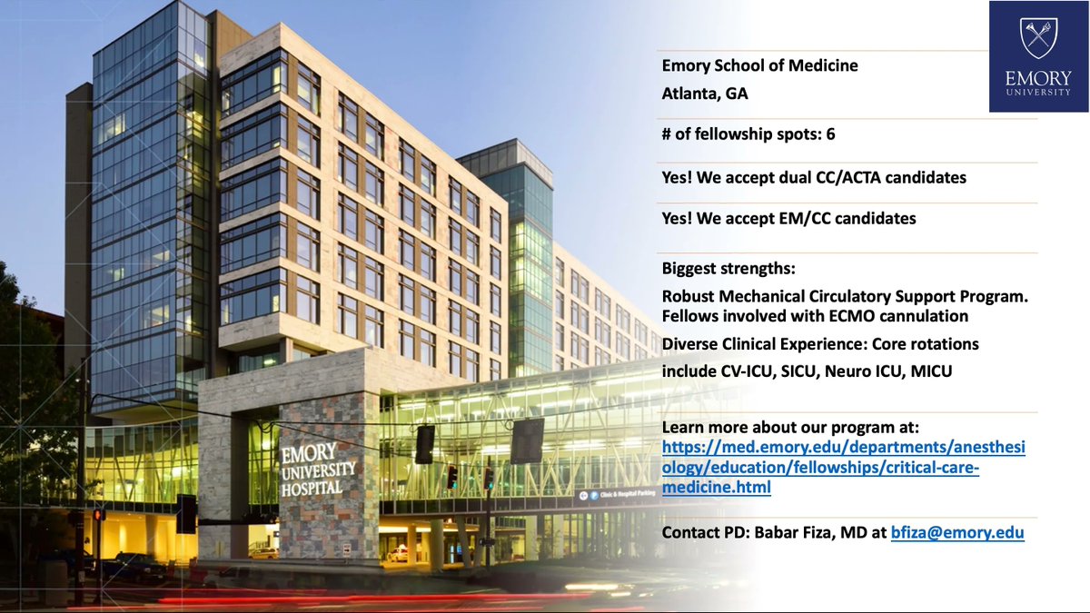Society of Critical Care Anesthesiologists (@socca_critcare) on Twitter photo #ApplyACCM #CriticalCareFellowship Learn more about Emory's fellowship program at buff.ly/3GdKYyP <a href="/fiza_babar/">Babar Fiza</a> #ApplyACCM #CriticalCareFellowship Learn more about Emory's fellowship program at buff.ly/3GdKYyP <a href="/fiza_babar/">Babar Fiza</a>