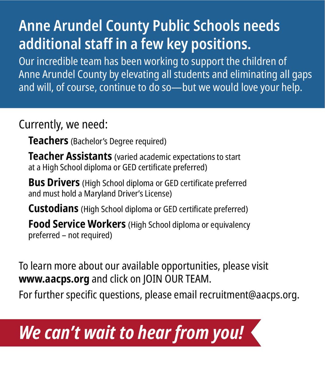 Join our #AACPSAwesome team!