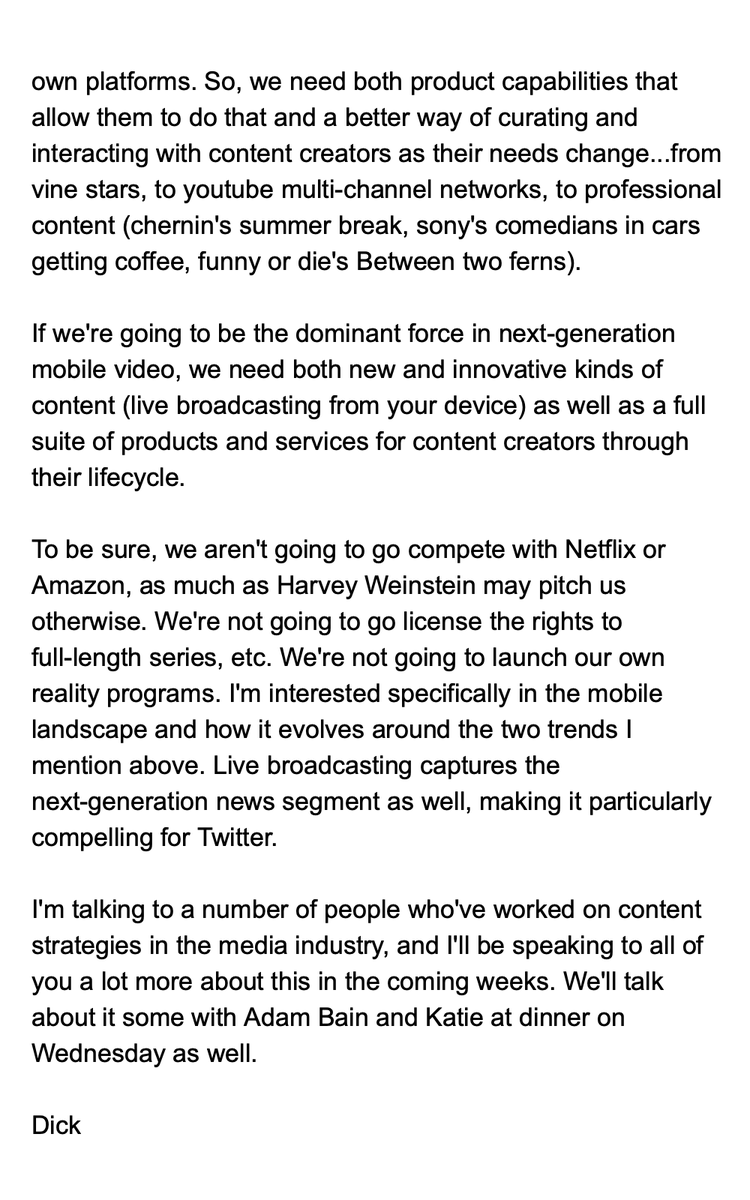 TechEmails's tweet photo. Twitter CEO Dick Costolo: "the winner of next-generation mobile video is totally up for grabs"

November 30, 2014 https://t.co/z4qha11T3m
