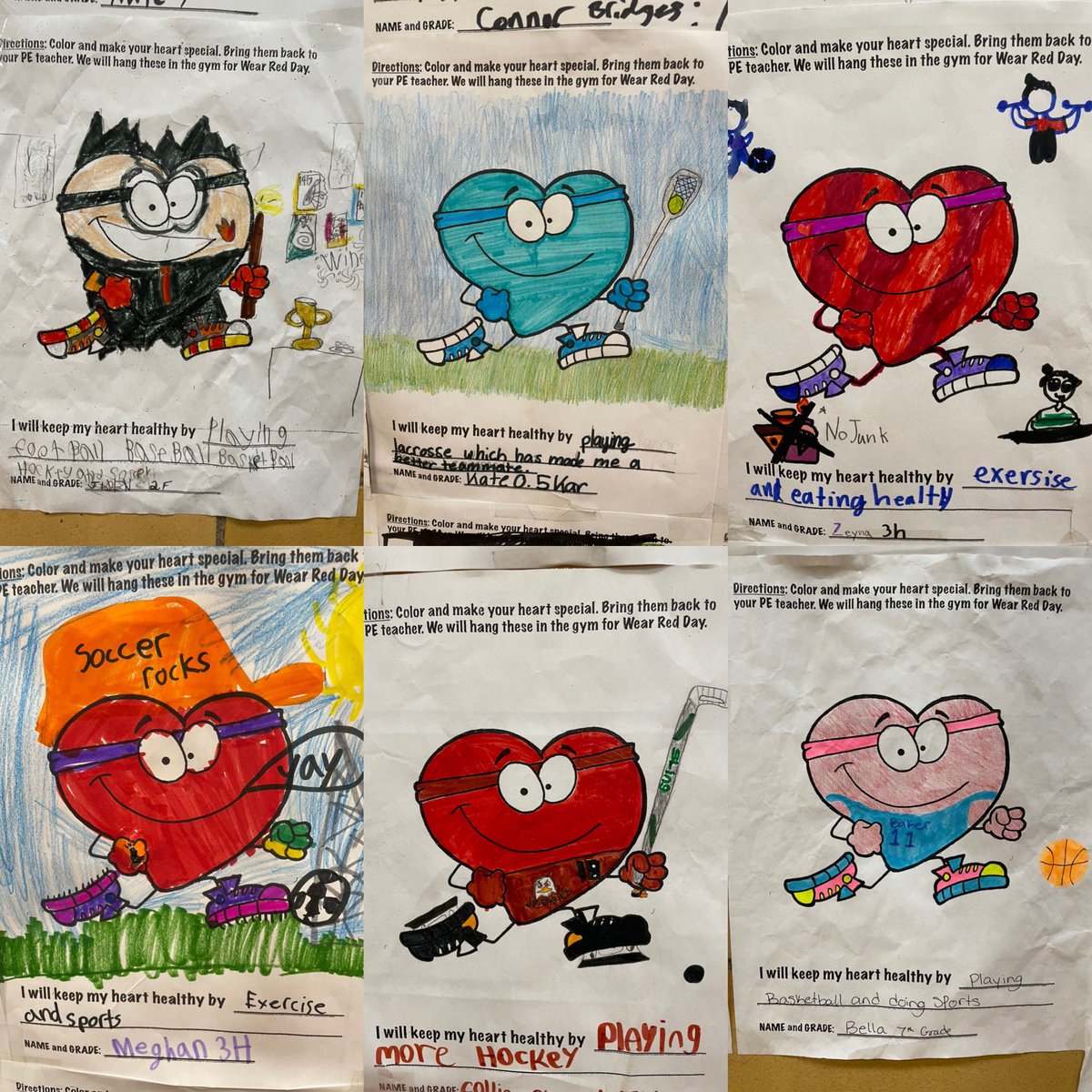 Wear RED Day!
Some of my personal favorite drawings… many others did a great job but these few stuck out!
So proud that over 200+ students illustrated their personal promises to keep their hearts healthy.
Our mural will remain up all February for heart health awareness month.