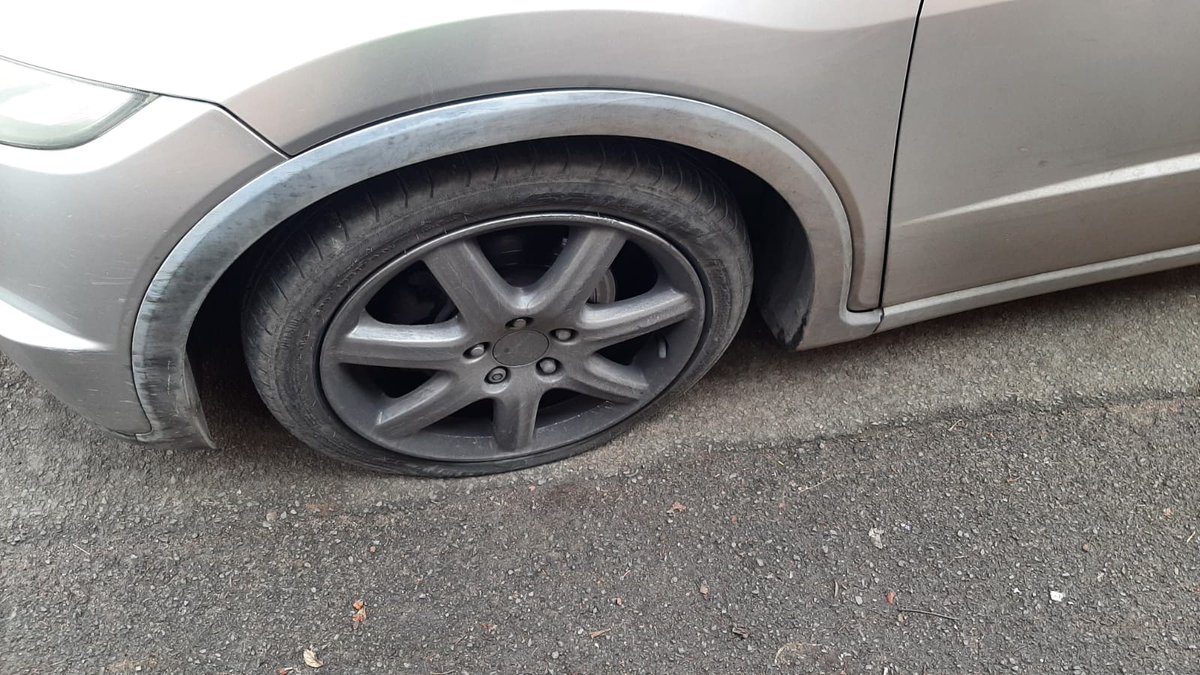 Long Eaton. Honda Civic rolling round on cloned plates. As per previous tweets - we detect and stop these daily. Tyres stung before driver even knew we were there. No licence or insurance. #Seized #OpSublime #PursuitPrevention