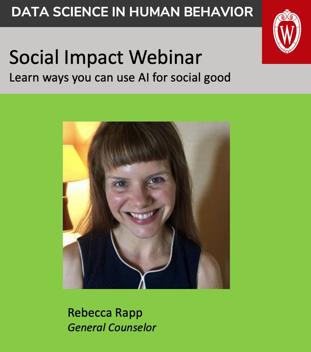 LUCID_wi's tweet photo. Join Us Wednesday 2/9 at 12-12:30 CST for a Social Impact Webinar. Free Registration here: https://t.co/RosqVT29Cm Learn about how data scientists can use data and AI fairly, equitably and make positive social impacts with Rebecca Rapp. https://t.co/dp3adyB0T5