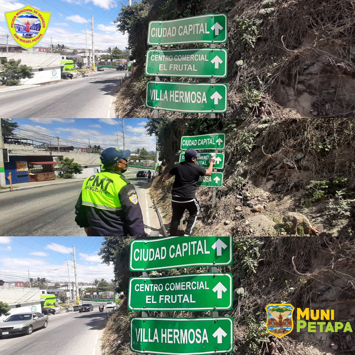 PMT_PETAPA's tweet photo. ⛔⚠️🚸LIMPIEZA Y REPARACIÓN DE SEÑALIZACIÓN 🚦🛑♿
➡️ Calle Real ambos sentidos.
➡️ Bajada del centro hacía Puente San Miguel o Gerona zona8
➡️ Zona 13 frente a Colonias Rivera y Cañadas del Río.
➡️ Trayecto hacia bulevard El Frutal ambos sentidos 
🚸⚠️🚫🚳

#MuniPetapa #Presente https://t.co/OwQJFeyiVr