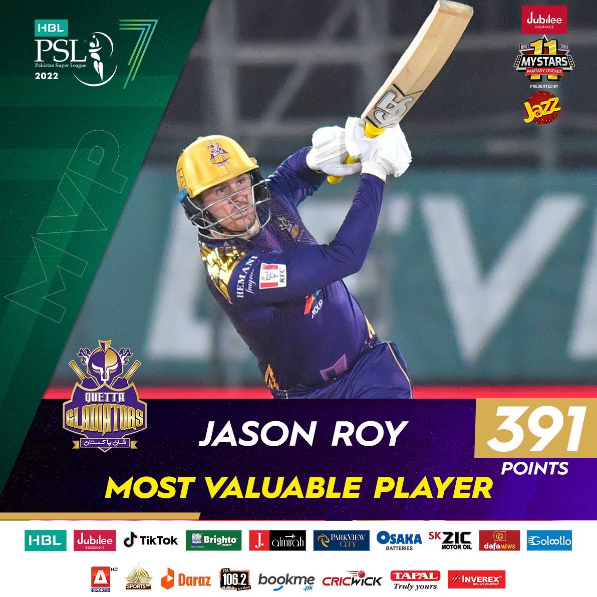 Jason Roy PSL 7 Quetta Gladiators Lahore Qalandars