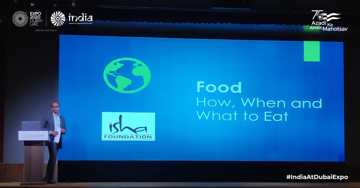 IndiaExpo2020's tweet photo. #IndiaPavilion, together with @ishafoundation, held a session today, at @expo2020dubai, that throws light on the theme of 'Food - How, When and What to Eat'. 

#IndiaAtDubaiExpo #Expo2020Dubai https://t.co/9KwOE4PXHZ