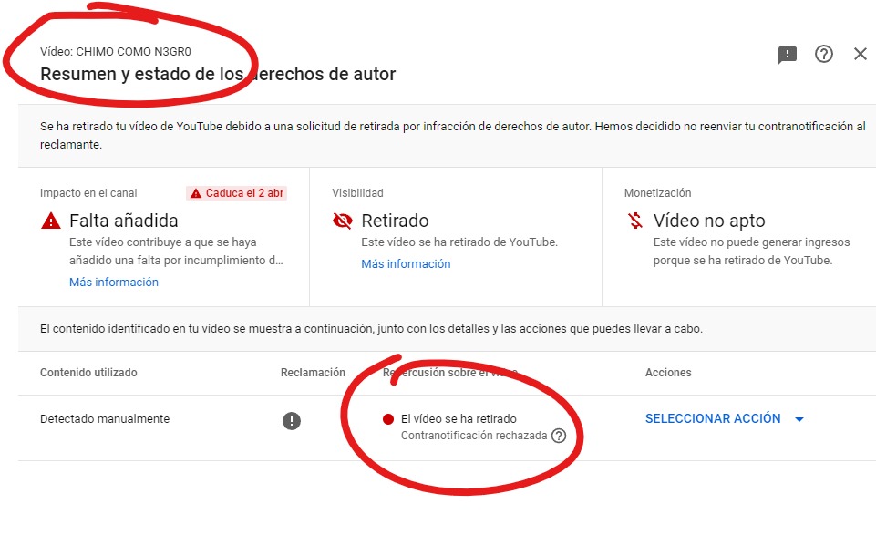 Lakesfrans's tweet photo. @TeamYouTube Me denunciaron un video por una pista libre  una tercer persona que no tiene derecho y me pusieron 4 infracciones donde me estan cerrando mi canal en 6 dias. https://t.co/ONvqkIlEC5