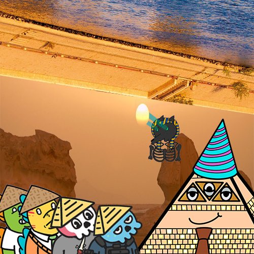 ThePyramidGang's tweet photo. Friendly reminder that pyramids are people too. These pyramidheads realized their mistake and came over this morning to swear oath to the #PyramidGang and drink from the Nile of Om El Donya. God bless them. https://t.co/Qm87hxLH55