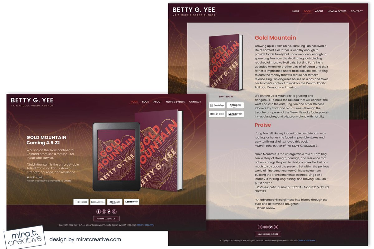 Designing this website for @B_Yee09 reminded me of how much I love working with debut authors. Now offering one FREE 5-page custom-designed website to a debut author who doesn't yet have a site. Just because. Portfolio: miratcreative.com. @22Debuts <a href="/2022Debuts/">2022 Debuts</a> <a href="/2023Debuts/">2023Debuts</a>