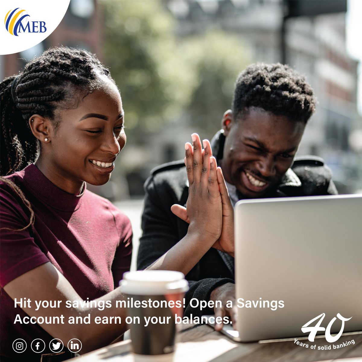 MEBKenya's tweet photo. The earlier you get started, the more time you will have to save. Start today with our high-yielding savings account. Open a Savings Account today!
#MEBANK #MEBCash #40yearsofsolidbanking https://t.co/IQ51gsTIDi