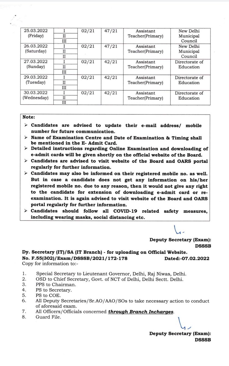 dsssbexam's tweet photo. NOTIFICATION OF ONLINE EXAMINATION FOR THE VARIOUS POST CODES OF VARIOUS DEPARTMENTS SECHDULED IN THE MONTH OF MARCH 2022
#dsssbprt #dsssb https://t.co/Ga11zL0urC