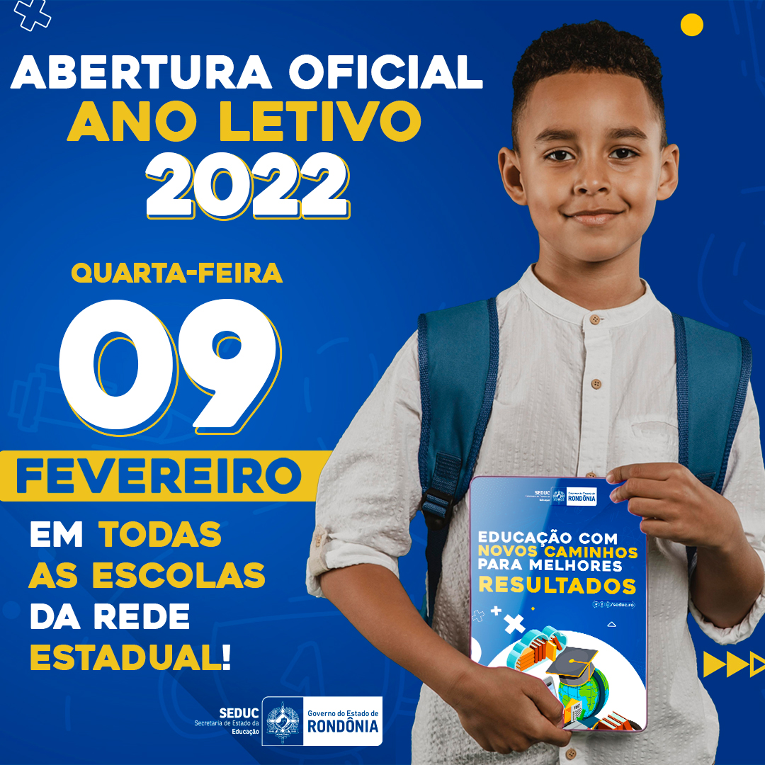 seducro's tweet photo. Nesta quarta-feira (9) os mais 100 mil estudantes das 414 escolas da Rede Estadual de Ensino iniciam o ano letivo. O Governo de Rondônia, por meio da Secretaria de Estado da Educação, realizará a abertura oficial do ano letivo 2022.Saiba mais, clique aqui: https://t.co/5OKheZHzDS https://t.co/zGBLRBfquK