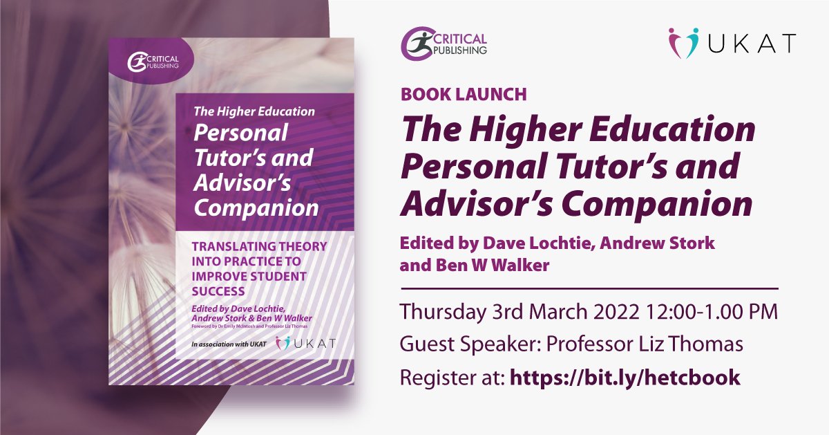 Join us for our book launch! With contributions from 50 practitioners across UK HE, this unique new collection examines the key themes, theories and concepts relevant to personal tutoring and translates these into real-world practice. Register at bit.ly/hetcbook