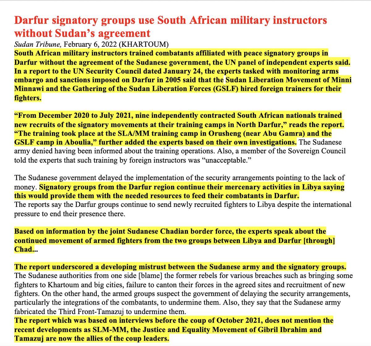 sudanreeves's tweet photo. It’s clear from this report that #Minawi’s SLA/MM and #Gibril Ibrahim’s #JEM—supposedly “signatory groups”—have their own agendas for #Sudan/#Darfur and are furthering those agendas whatever the threat to civilians in Darfur. Moreover, their collusion with the junta is despicable https://t.co/PgmRe6U3pG