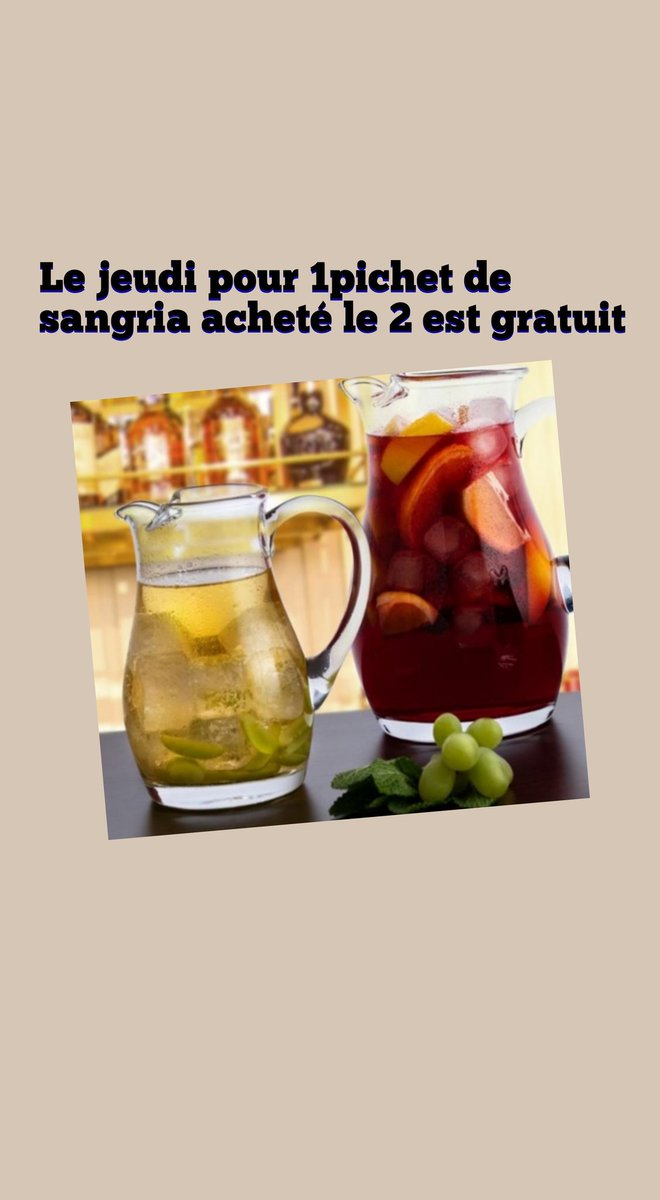 elpincholoco's tweet photo. Nouveau au Pincho Loco 10 bd louis blanc le jeudi de 18h30 à minuit . Si tu prend un pichet de sangria rouge ou blanche tu auras droit à un 2 pichet totalement gratuit. https://t.co/ScQP3HEWxj