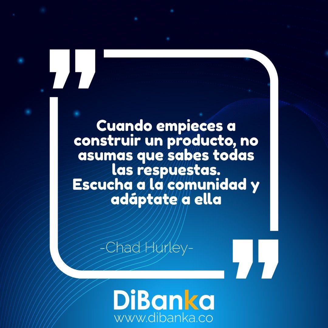 Dibanka1's tweet photo. ¡Hoy es lunes! y como bien saben nos encantan las citas; inicia tu día con esta frase tan acertada -Chad Hurley-

"Cuando empieces a construir un producto, no asumas que sabes todas las respuestas. Escucha a la comunidad y adáptate a ella".
-Chad Hurley, Cofundador de Youtube . https://t.co/6Ocvt6WO4C