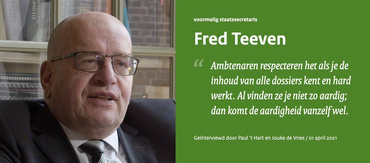 In dit interview gaat Fred Teeven o.a. in op zijn bij aanvang moeizame relatie met enkele topambtenaren van het ministerie, op het verwerven van positie, op zijn vertrek en op zijn ‘misgelopen’ ministerschap. kennisopenbaarbestuur.nl/het-geheugen-v… #DeTopKijktOm #OpenbaarBestuur