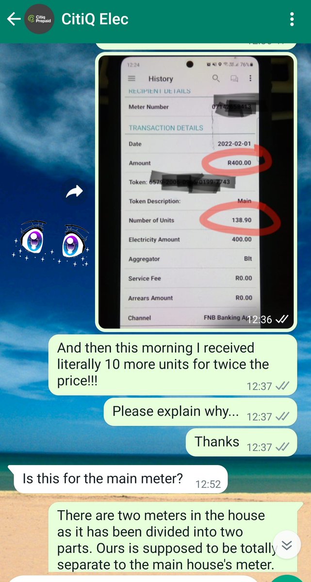 janicep0's tweet photo. Dear @citiqprepaid. Perhaps you can explain why your #electricity #price suddenly doubled. Your WhatsApp #helpdesk wasn't very helpful as you can see... #complaint #service #ifeelrobbed https://t.co/FM4Li6wulS