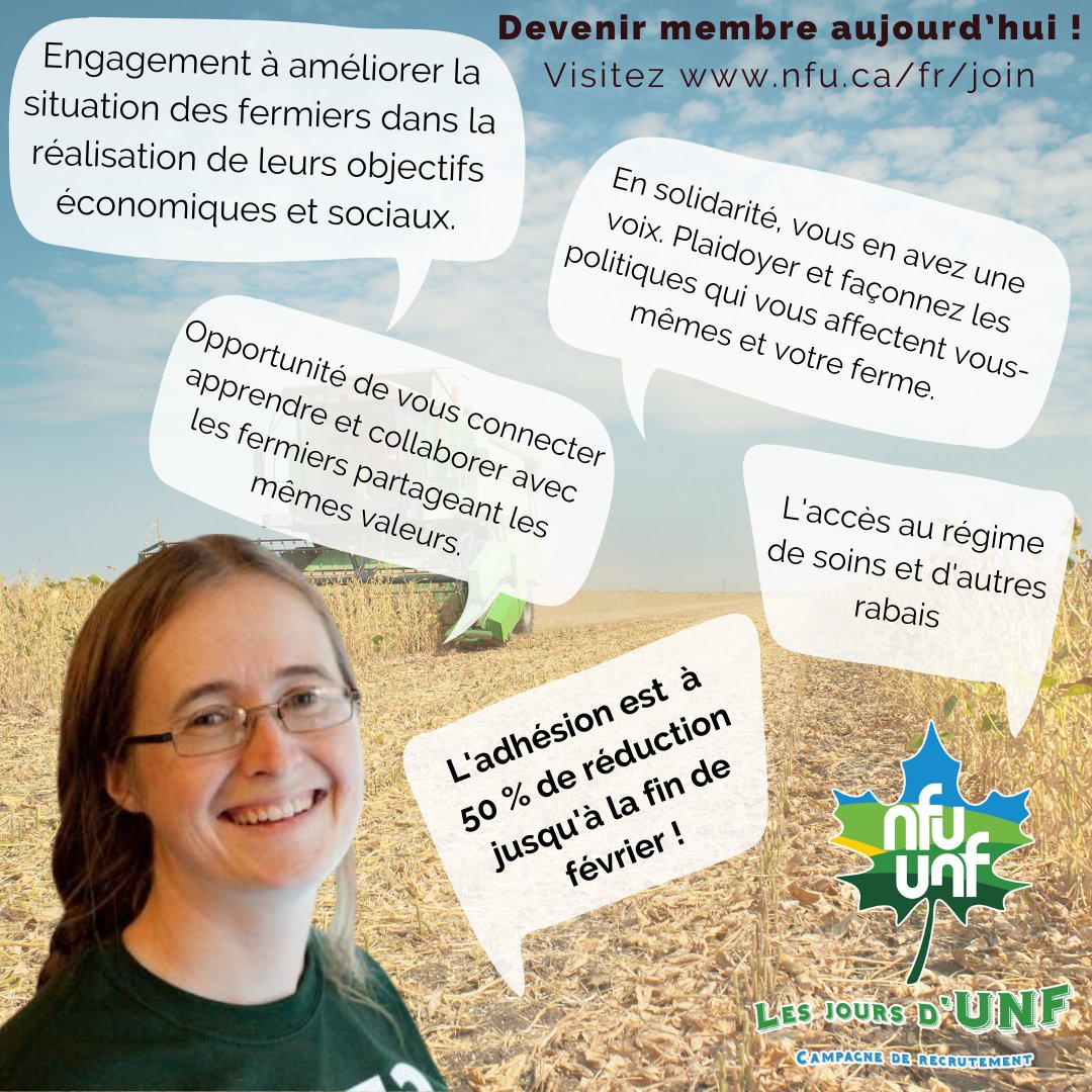 Apprenez-en plus sur les questions de politique selon les directives des membres, et sur la façon dont l'UNF défend les intérêts des fermiers à nfu.ca/fr. 

Adhérez avec nous pour contribuer à l'élaboration des politiques et faire entendre la voix des producteurs.