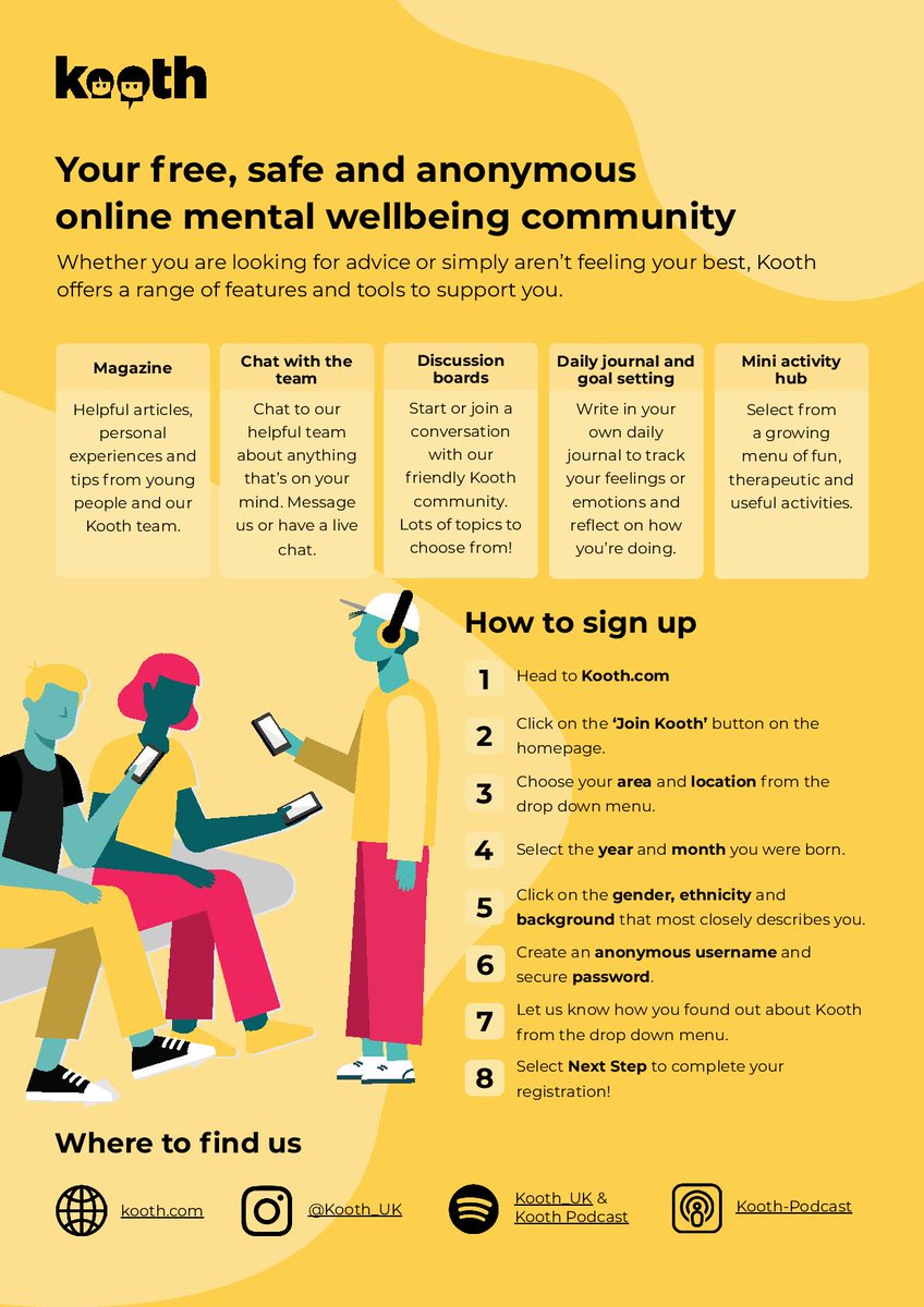Kooth.com is a free, safe and anonymous website for people aged 11-25 in Sandwell, offering a range of services to support young people’s wellbeing.

Young people can sign up directly at kooth.com
@JS_Kooth #mentalhealth #youngpeople #sandwell