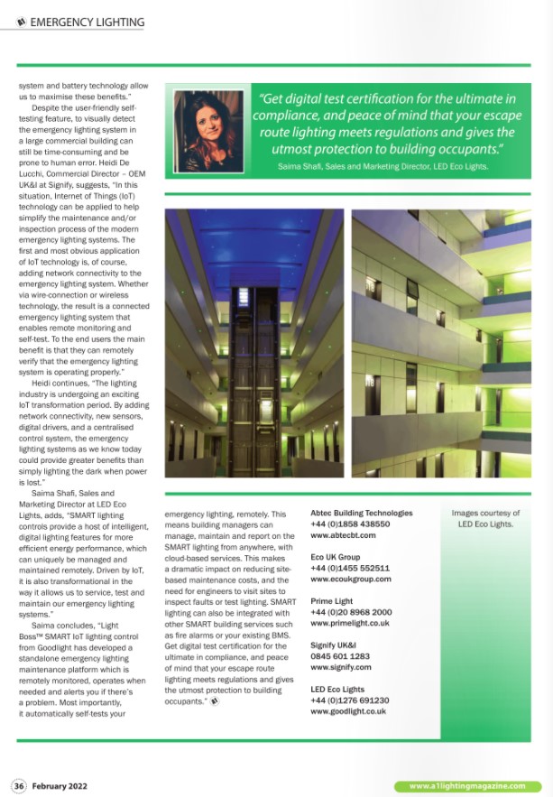Goodlight_LED's tweet photo. Great to see @Goodlight_LED 💡#emergencyLighting featured in this months @A1lightingmag !
#ledlighting #emergencyLEDlighting #GoodlightLED #ledlightingcontrol #smartlighting #smartIoTlighting #connectedlighting #wirelesslightingcontrol #IoT #LightBoss https://t.co/SS2nJq9xlZ