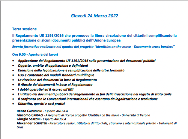 The first training of the EU-funded project “Identities on the move – Documents cross borders – DXB” will take place on March 24th, from 9 AM to 1 PM at the Accademia Anusca - Castel San Pietro Terme. 

For further information visit anusca.it/.../ServeBLOB.…