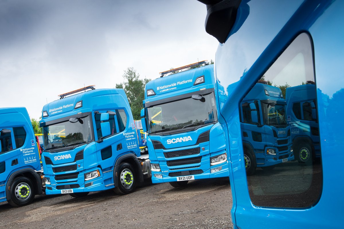 ScaniaUK's tweet photo. Loxam group member company Nationwide Platforms Limited, the UK's largest provider of powered access equipment, has taken delivery of 69 Scania vehicles. 

Read more about the story here: https://t.co/hfHKrftaDG

#scania #scaniauk #scaniatruck #keltruck #blue #loxamgroup https://t.co/RJlr12932x