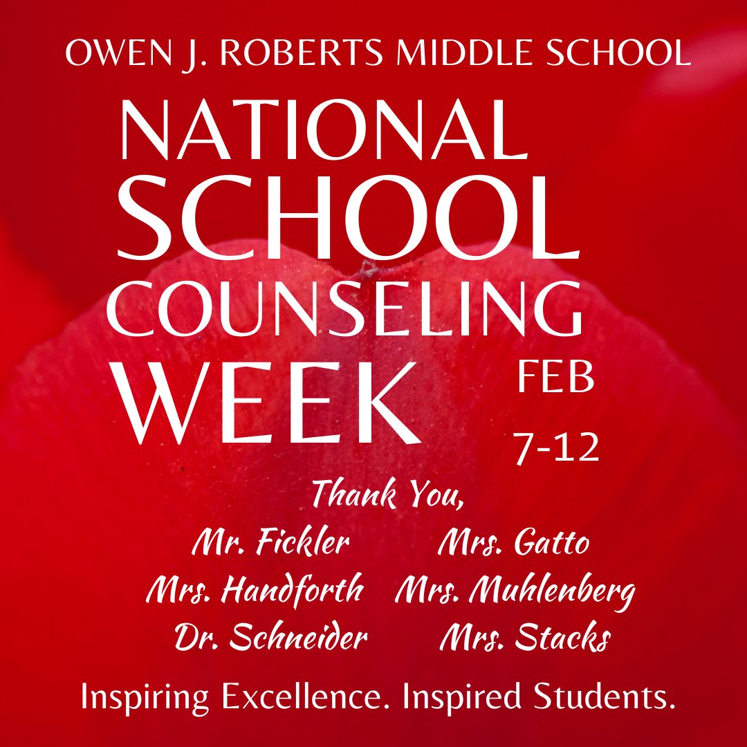 This week and all weeks, we honor our school counseling department!  Thank you for all that they do to help support our students. We have an amazing team at OJRMS! #ojrms #ojrsdproud #OwenJAllTheWay.  .
