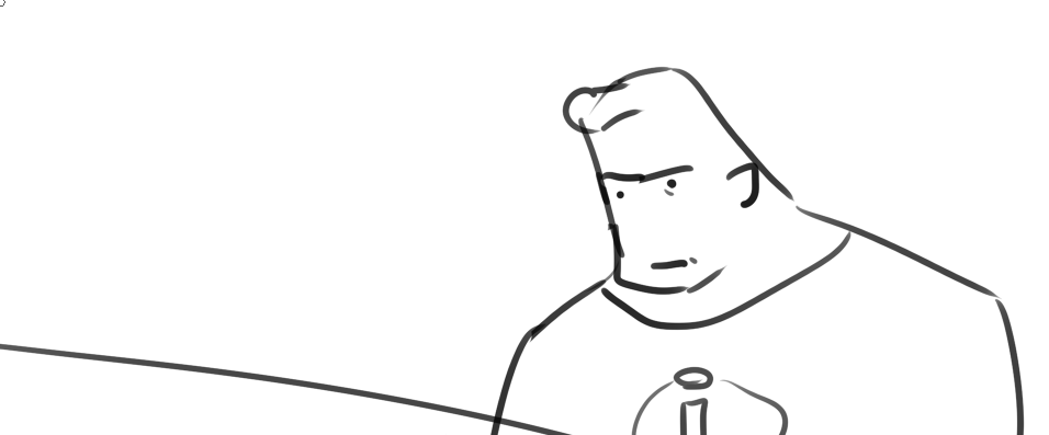mr. incredible in the movie vs. in my storyboarding assignment 