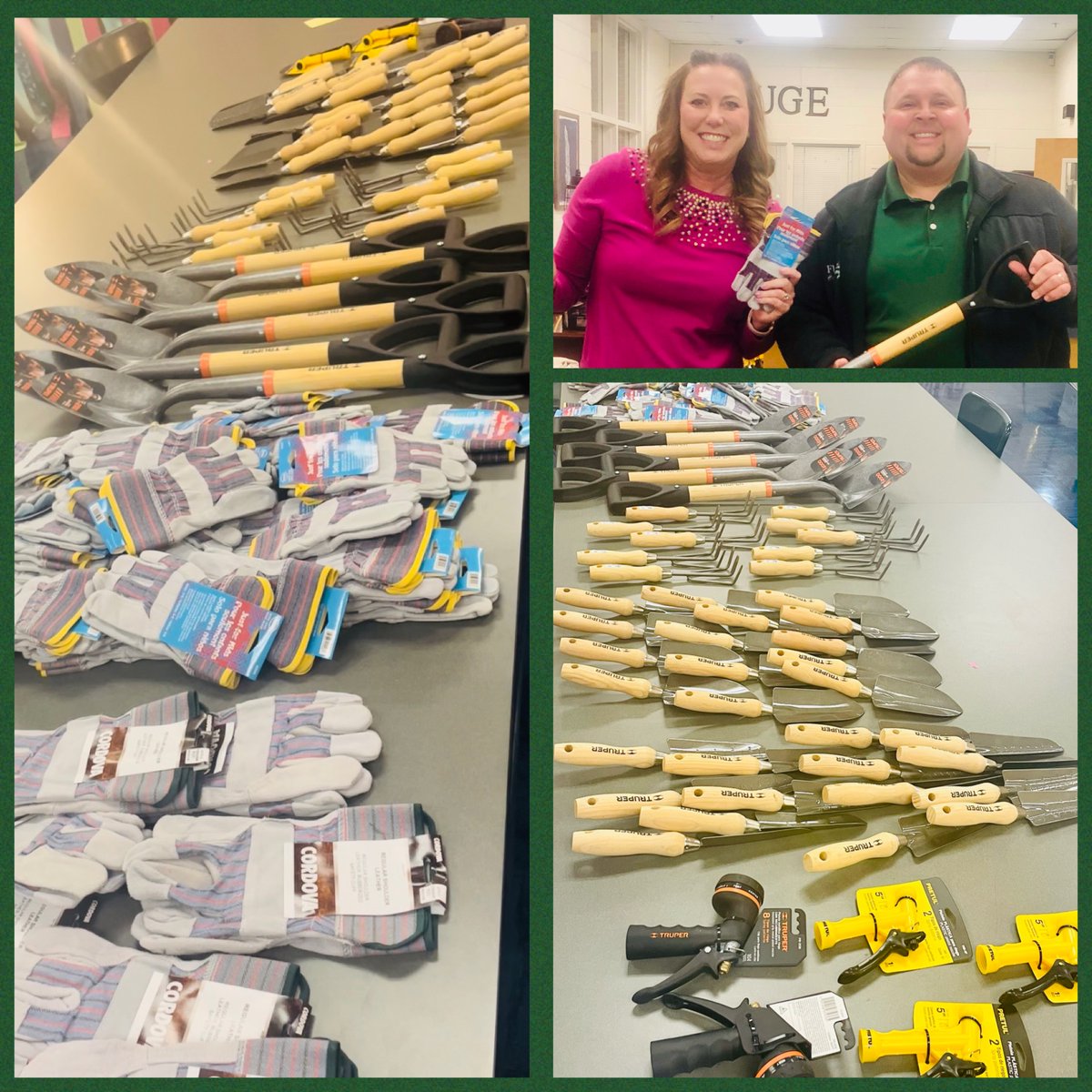 UGE_HCS's tweet photo. Thanks to one of our amazing parents for this huge donation of garden tools! He gifted us with class sets of  child &amp; adult gloves, a variety of spades, kid-sized shovels, and hose nozzles and sprayers. 
We are ready for warm weather to start planting! 🌱
#unitymakesusgreat https://t.co/APpbDMPRvH