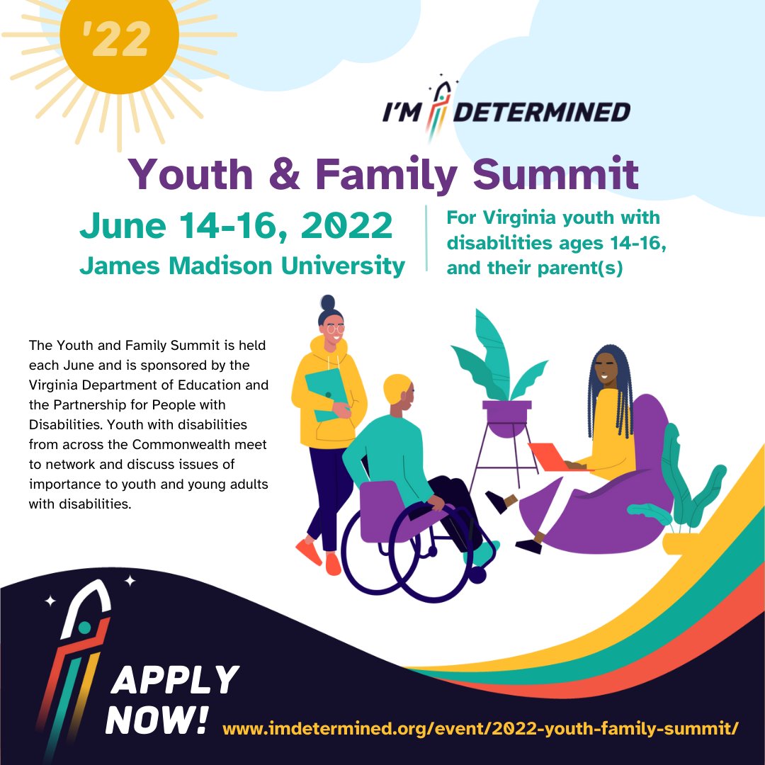 IMD_VDOE's tweet photo. We are happy to announce that the 2022 Youth & Family Summit application is now live! Virginia youth 14-16 years old, apply now! Application window closes March 13, 2022. https://t.co/9DOkwojKP8 @VDOE_SESS @vadcdt @VDOE_News #IMDSummit https://t.co/2NLDEs7UHx