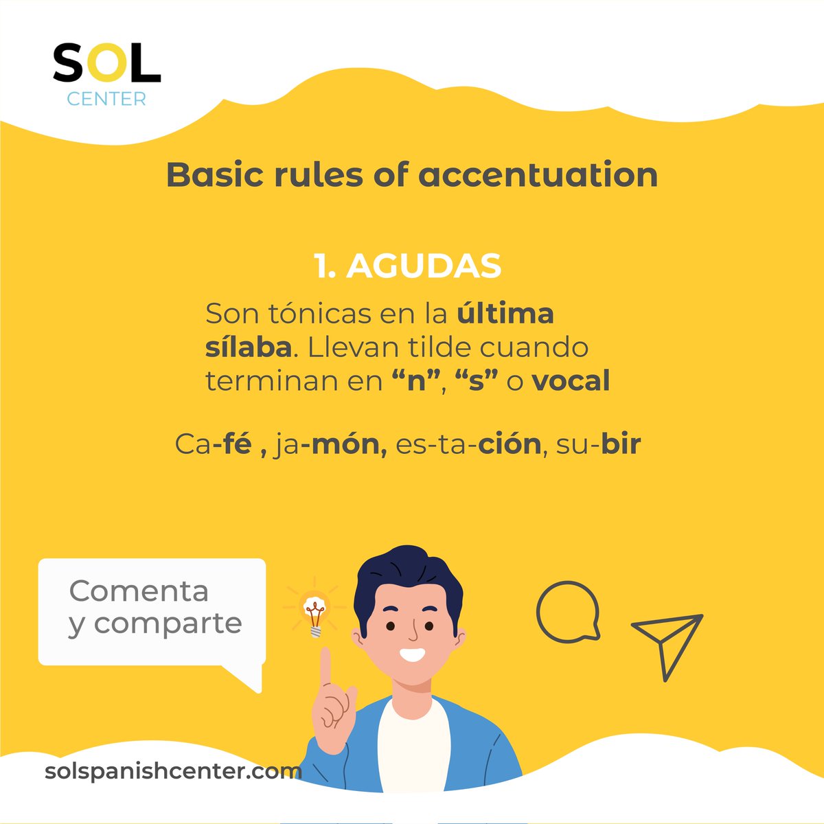 solcentersp's tweet photo. 🇬🇧 Do you know the Spanish accent marks rules? They will be available soon! 😱😱
🇪🇸 ¿Conoces las reglas de acentuación en español? ¡Estarán disponibles muy pronto! 😱😱 https://t.co/MnNW0I9XVn