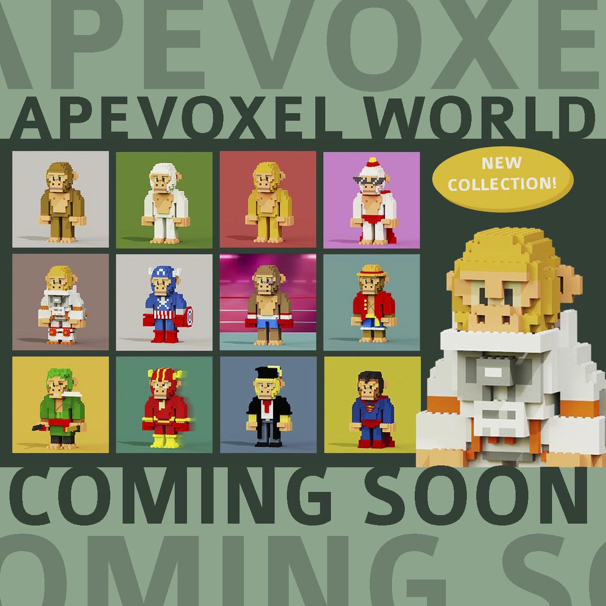 Apevoxel's tweet photo. Apevoxel World is a project of 1000 unique 3D ape voxel characters. Apevoxel is digitally made one by one, non generative. Living on polygon blockchain. Grab it fast! The price will go to the moon! #nft #nfts #nftindonesia https://t.co/Im0HFtFTib