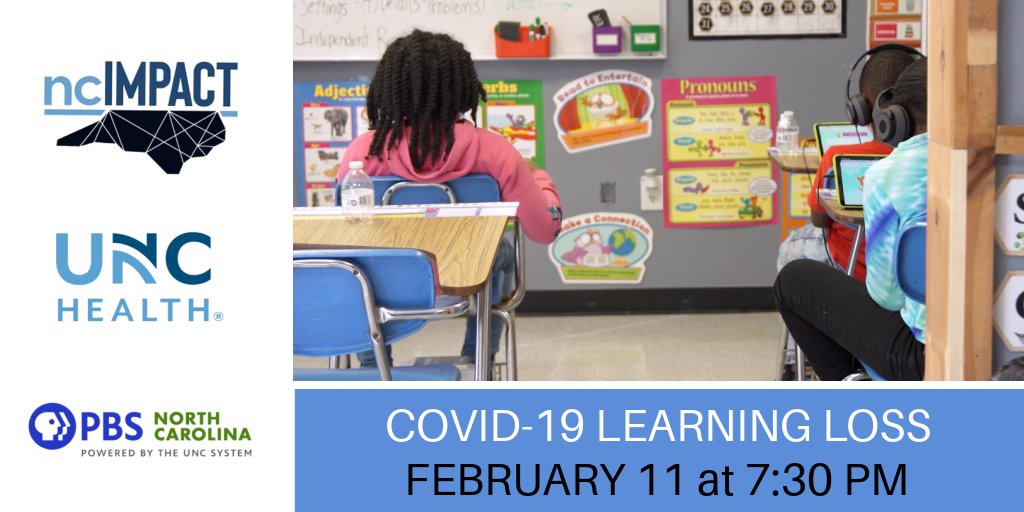 More than half of K-12 teachers say students experienced significant learning loss as a result of the pandemic. #ncIMPACT explores what’s being done to help students get back on track. #education #COVID19 #learningloss #nced

➡️Tune in on Friday, Feb. 11 at 7:30 PM on <a href="/MyPBSNC/">PBS North Carolina</a>.