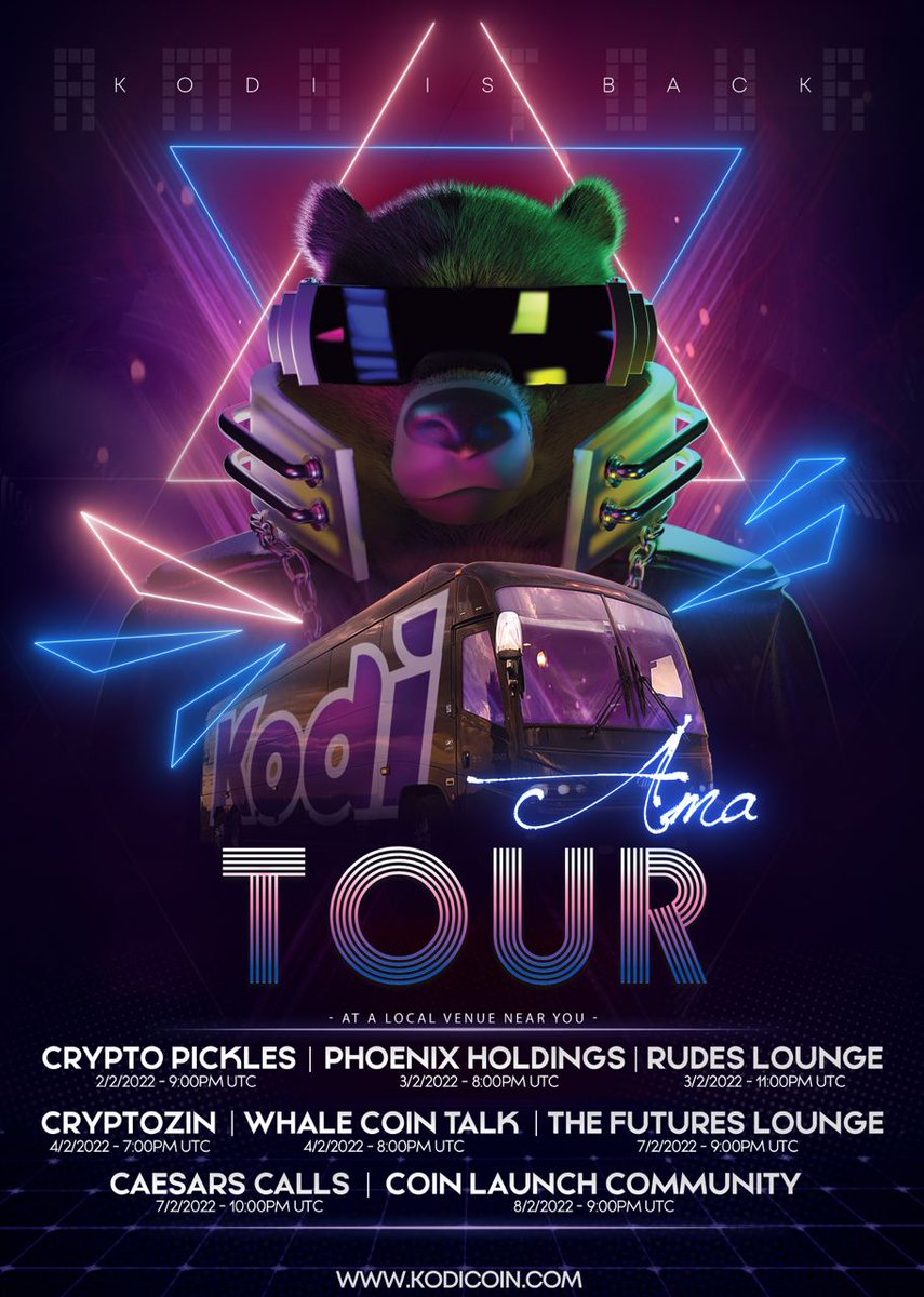 Kodi_Coin's tweet photo. Hands up if you're excited for the #KodiTour AMAs today ✋✋

Location links will be posted here soon. Stay tuned 🌍

#Crypto #Bitcoin #Cryptocurrency #BTC #BSC #ETH #Live #Twitter #News #Video #NFT #Binance #Blockchain #Trading #Ethereum #News #Shib #Doge #BSCGem $DOGE $BTC https://t.co/r8GaBf3Eqz