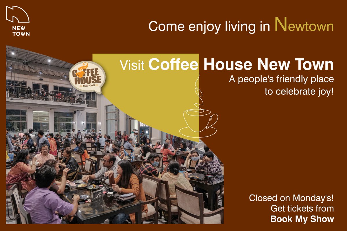 AsokeKumarRoy7's tweet photo. Get Smart City experience at Newtown! 
Come visit Coffee House New Town - 
A people's friendly place to celebrate joy! 

Closed on Monday's! 
Get tickets from Book My Show
#newtownkolkata #coffeehouse #visitus #bookmyshow https://t.co/hXkpeQU8l0