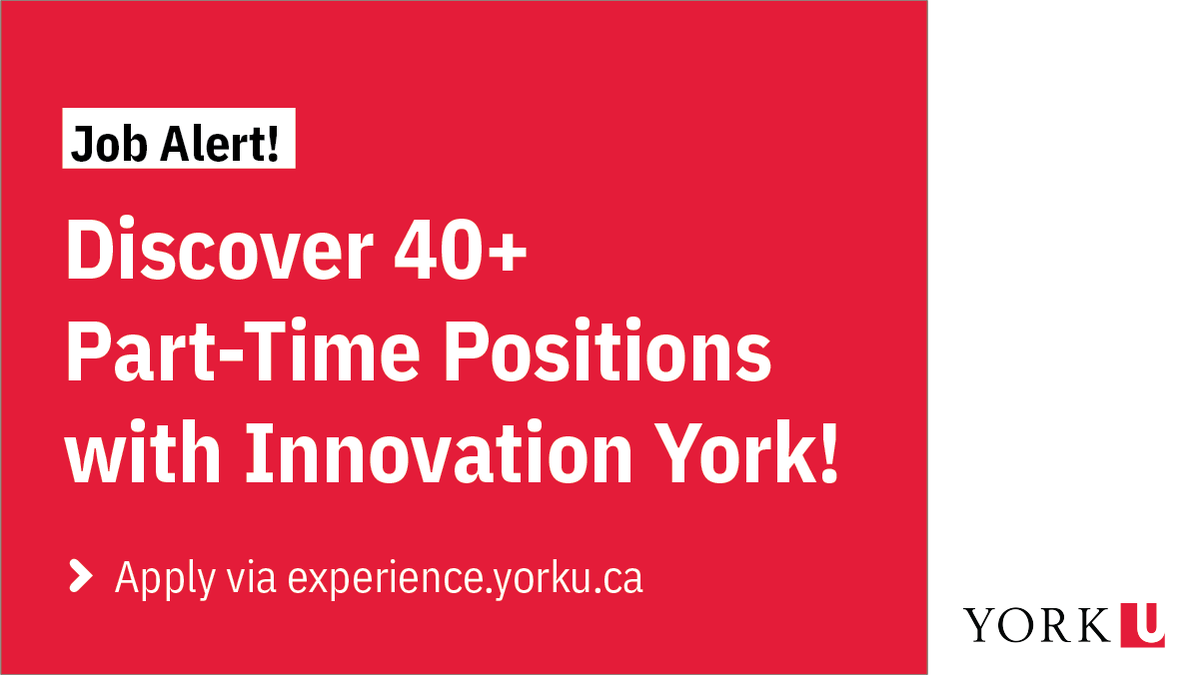 Job Alert 🚨 Innovation York is hiring for over 40 positions! 
 
👉 Projects Assistants (Job ID: 38642)
👉 Assistant Programmers (Job ID: 38643)
👉 Communications &amp; Marketing Assistants (Job ID: 38644)
 
Be sure to apply by Feb 11 via experience.yorku.ca #YorkU
