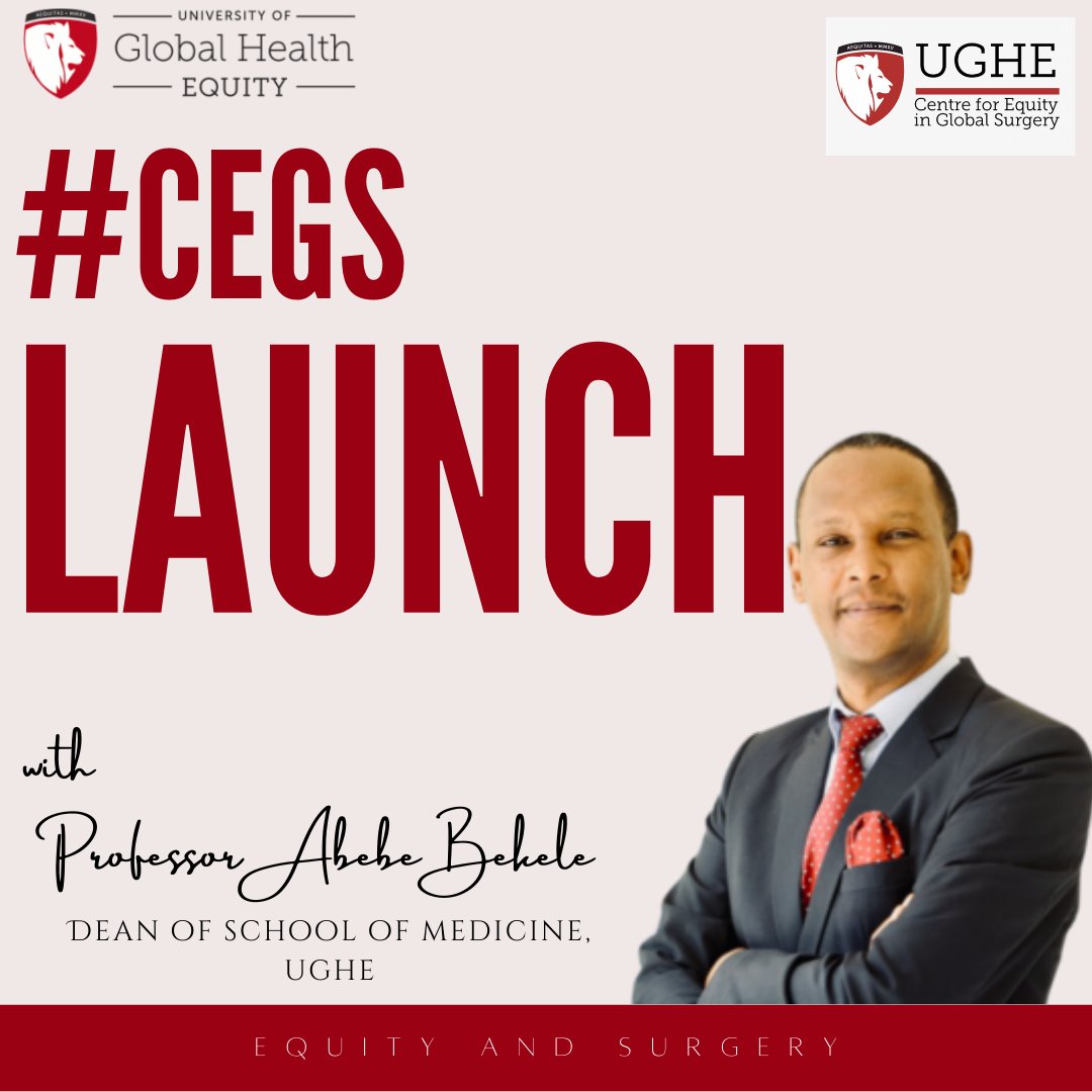 University of Global Health Equity (@ughe_org) on Twitter photo TOMORROW at 2 p.m. CAT, the #UGHE Center for Equity in Global Surgery #CEGS will be launched! The center will serve as a regional, community-based global surgery fellowship site. Hear Prof.<a href="/abebesurg/">Abebe Bekele, MD</a> alongside health experts at the launch event. Join us: bit.ly/3HocxXF TOMORROW at 2 p.m. CAT, the #UGHE Center for Equity in Global Surgery #CEGS will be launched! The center will serve as a regional, community-based global surgery fellowship site. Hear Prof.<a href="/abebesurg/">Abebe Bekele, MD</a> alongside health experts at the launch event. Join us: bit.ly/3HocxXF