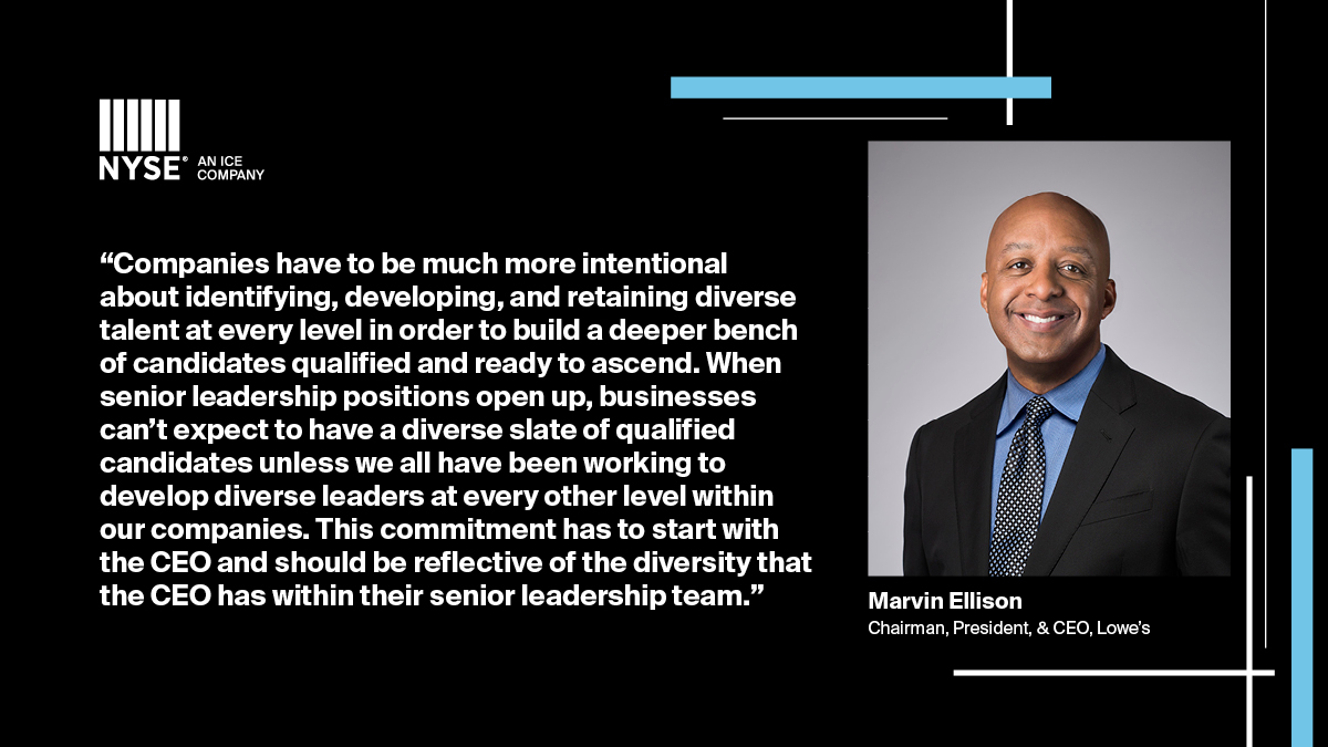 🎙 What is the one thing that will get more Black men and women in the C-suite?  

<a href="/MarvinREllison/">Marvin Ellison, Chairman & CEO of Lowe’s</a> I Chairman, President &amp; CEO, <a href="/Lowes/">Lowe's</a> 

$LOW #BlackHistoryMonth