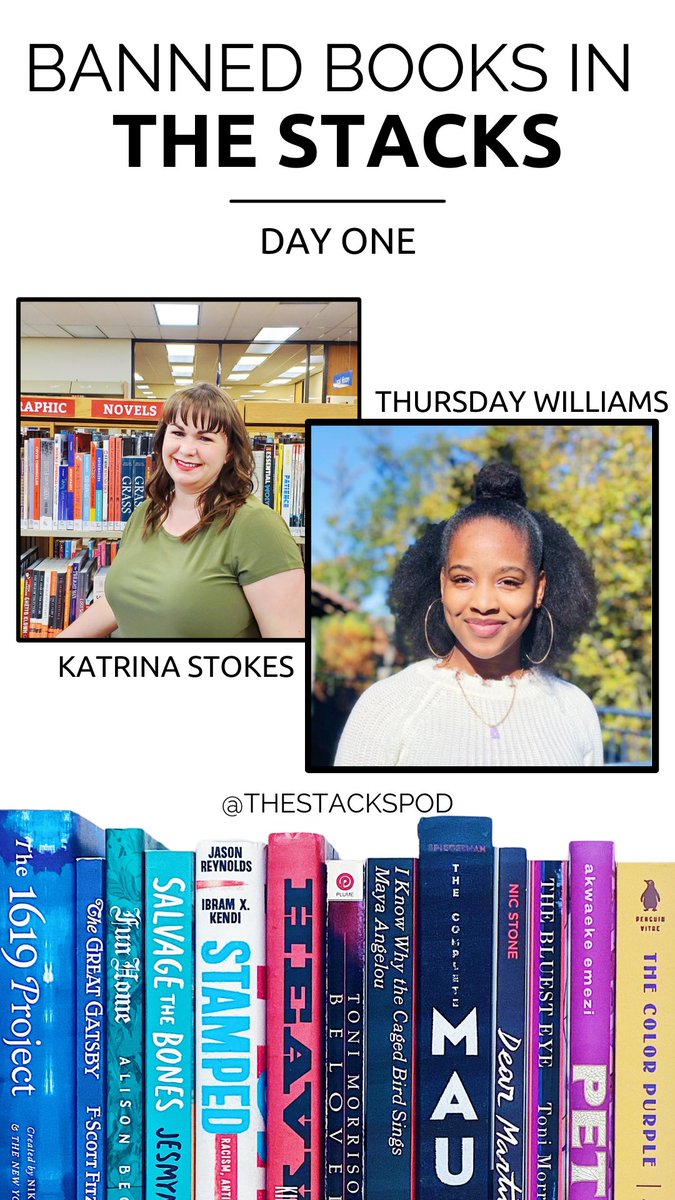 Today’s episode of Banned Books in The Stacks features Mississippi librarian from <a href="/WCVPLibrary/">WCVPL</a> Katrina Stokes &amp; Broadway performer and student Thursday Williams (<a href="/BeingTdubs/">Thursday</a> ). We also have cameos from authors <a href="/NifMuhammad/">Hanif Abdurraqib</a> &amp; @TessaJeanMiller. 
Listen here: pod.link/1362164483/epi…