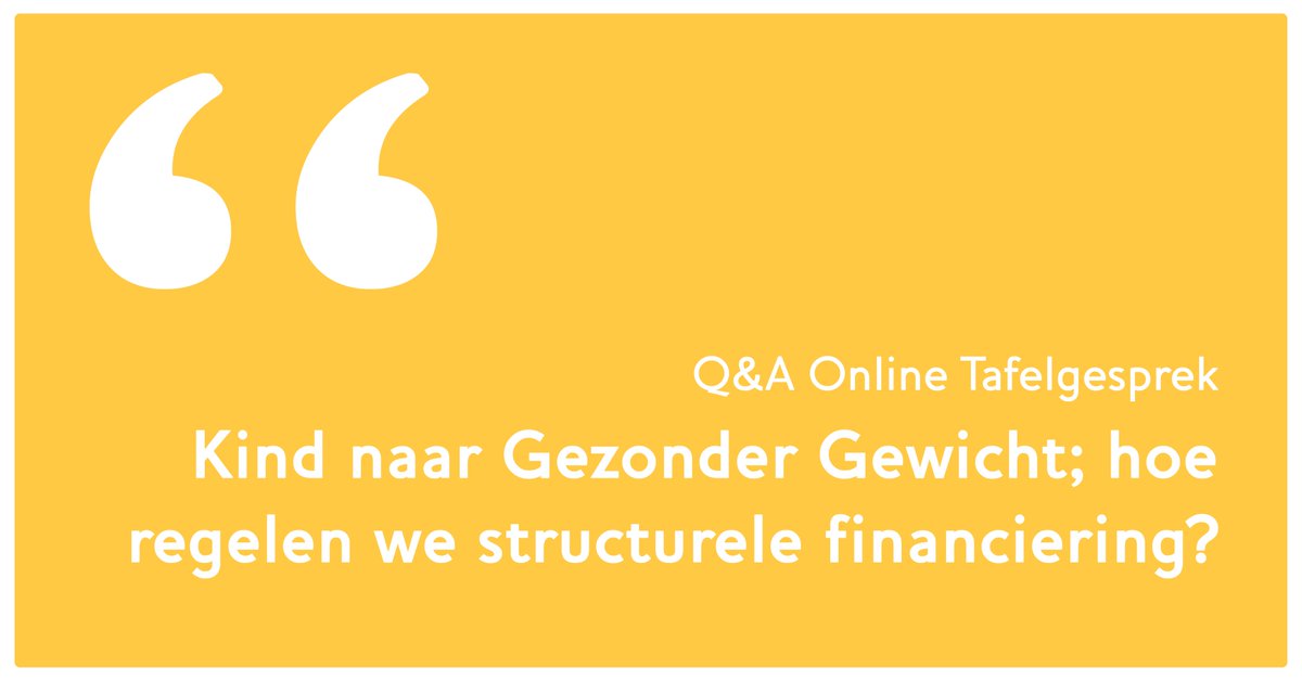 Het online tafelgesprek over de financiering van Kind naar Gezonder Gewicht is terug te kijken. Én vanaf vandaag zijn ook alle ingestuurde vragen en antwoorden terug te lezen in de Q&amp;A. 
kindnaargezondergewicht.nl/nieuws/zorgver…