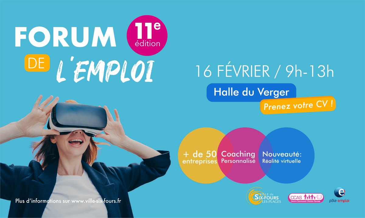 6fourslesplages's tweet photo. #EMPLOI Préparez votre CV
Organisé par le CCAS en partenariat avec le @poleemploi_VAR  , le 11ème FORUM DE L'EMPLOI regroupe des employeurs de tous secteurs d’activités ainsi que des partenaires spécialistes de l’insertion professionnelle ! 

▶️https://t.co/pSBj9MYKWE https://t.co/Ywvk8uANKH