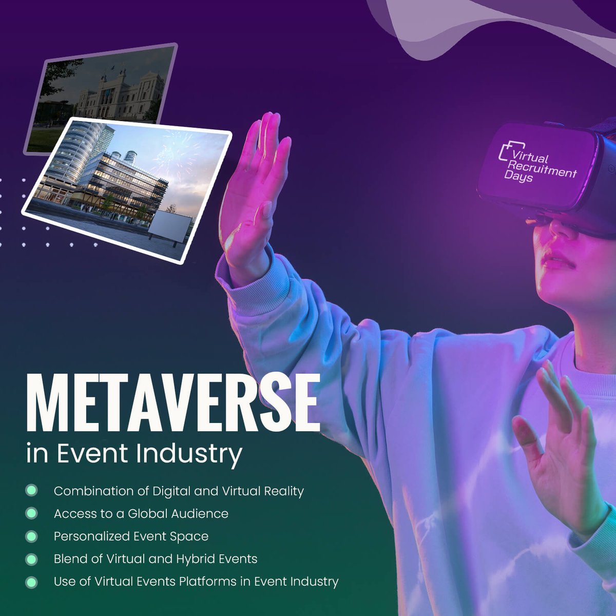 DaysVirtual's tweet image. Quite simply, the #Metaverse is the 3D virtual space linked to a virtual world accessed via multiple online tools. 
Ideally, the introduction of a metaverse in the event industry is as revolutionary as it sounds.
#MondayMotivation #MetaverseNFT 
#NAW2022