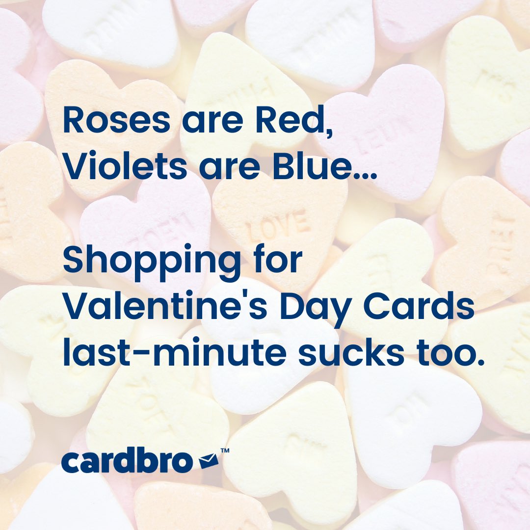 With CardBro™ - Valentine's got a whole lot sweeter. More thoughtfulness, less panicking. #CardBro #YourThoughtfulPartners

card-bro.com

#Valentine #Valentines #ValentinesDayGifts #ValentinesDayGiftIdeas #GiftsforHer #GiftsforHim #GiftsForThem
