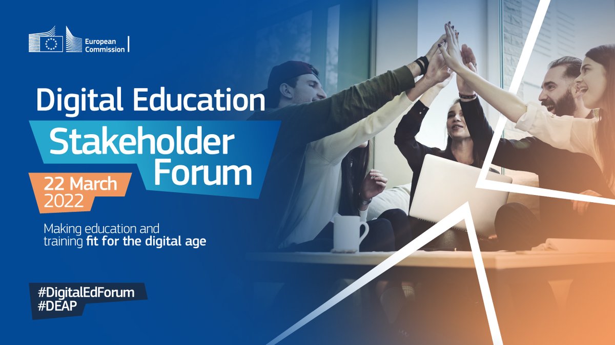 📣We are proud to announce the 1st Digital Education Stakeholder Forum!

Join the online event on March 22, as we discuss: 

✔the achievements of our #DEAP

✔the way forward in making #education &amp; #training fit for the digital age 

🌐👇education.ec.europa.eu/event/digital-…

#DigitalEdForum