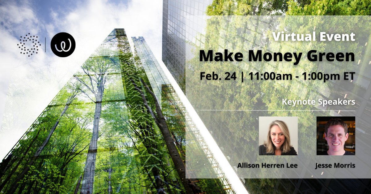 The upcoming Make Money Green virtual event features keynotes from @SECHerrenLee of @SECGov and @ja_morris of @energywebx. Register now → regulationinnovation.org/make-money-gre… #fintech #regtech #innovation #crypto #greenfinance #ESG @CryptoClimAcc