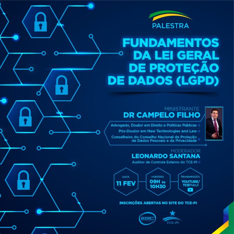 tcepi's tweet photo. 📲 O TCE-PI, por meio da Escola de Gestão e Controle, promoverá no dia 11 de fevereiro a palestra “Fundamentos da Lei Geral de Proteção de Dados Pessoais (LGPD)” às 9h com transmissão ao vivo pelo canal do YouTube da Corte. + https://t.co/MLPpwkk1fs