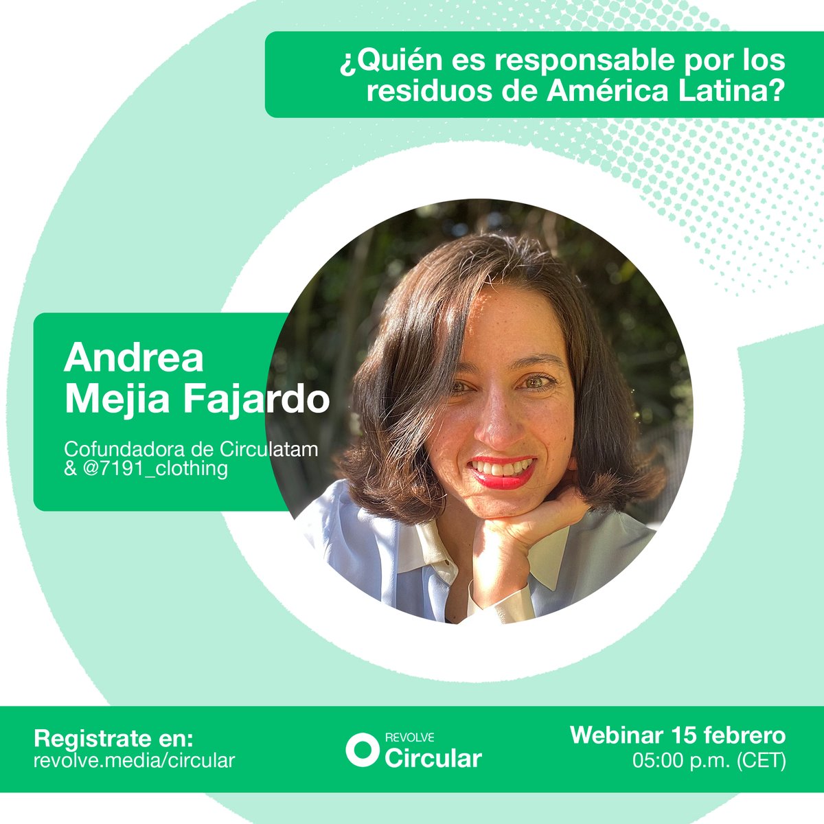 RevolveCircular's tweet photo. #Webinar ¿Quién es responsable por los residuos de América Latina?📅15/02, 05:00 pm (CET)

Discutiremos el reporte especial de #REVOLVECircular sobre #economíacircular en #AméricaLatina junto a excelentes panelistas👇🏼

Registro: https://t.co/OKkhrHxRsw

@EcoCircolareCom @fEClatam https://t.co/ZxsjuoPsY5