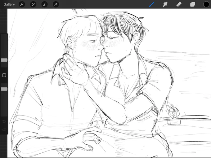 11. a sketch that i've never shared...
some arumika from @/ackermom's fic, headwinds (also a fic rec if you want something amazingly well written and bittersweet) 