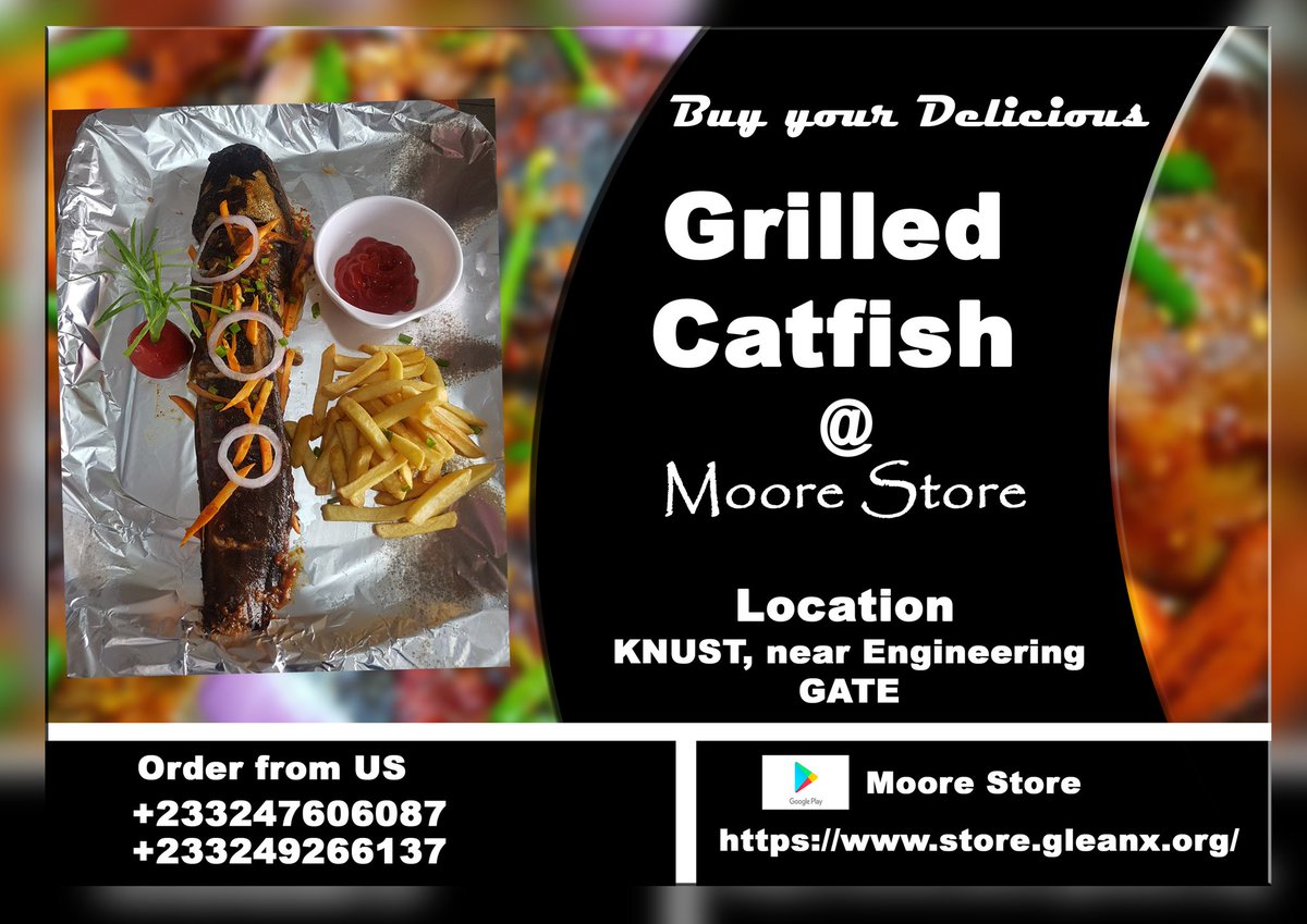 climate_hub's tweet photo. Our official marketing partner. @MooreStore&amp;Grill is in operation at KNUST campus, Ayeduase Gate.
Order your
-Grilled catfish with banku, kenkey or yam chips
-Pork with Yam chips
These are served hot &amp; better with sobolo and soft drinks.

Let's patronize Moore Store &amp; Grill https://t.co/jEEbm7TTLJ